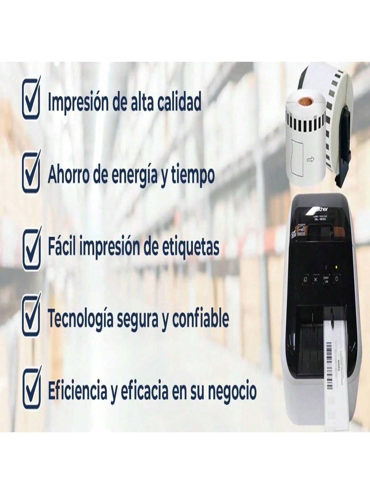 Rollo Etiqueta Blanca Continua Dk2205 Brother 62mmX30.48m