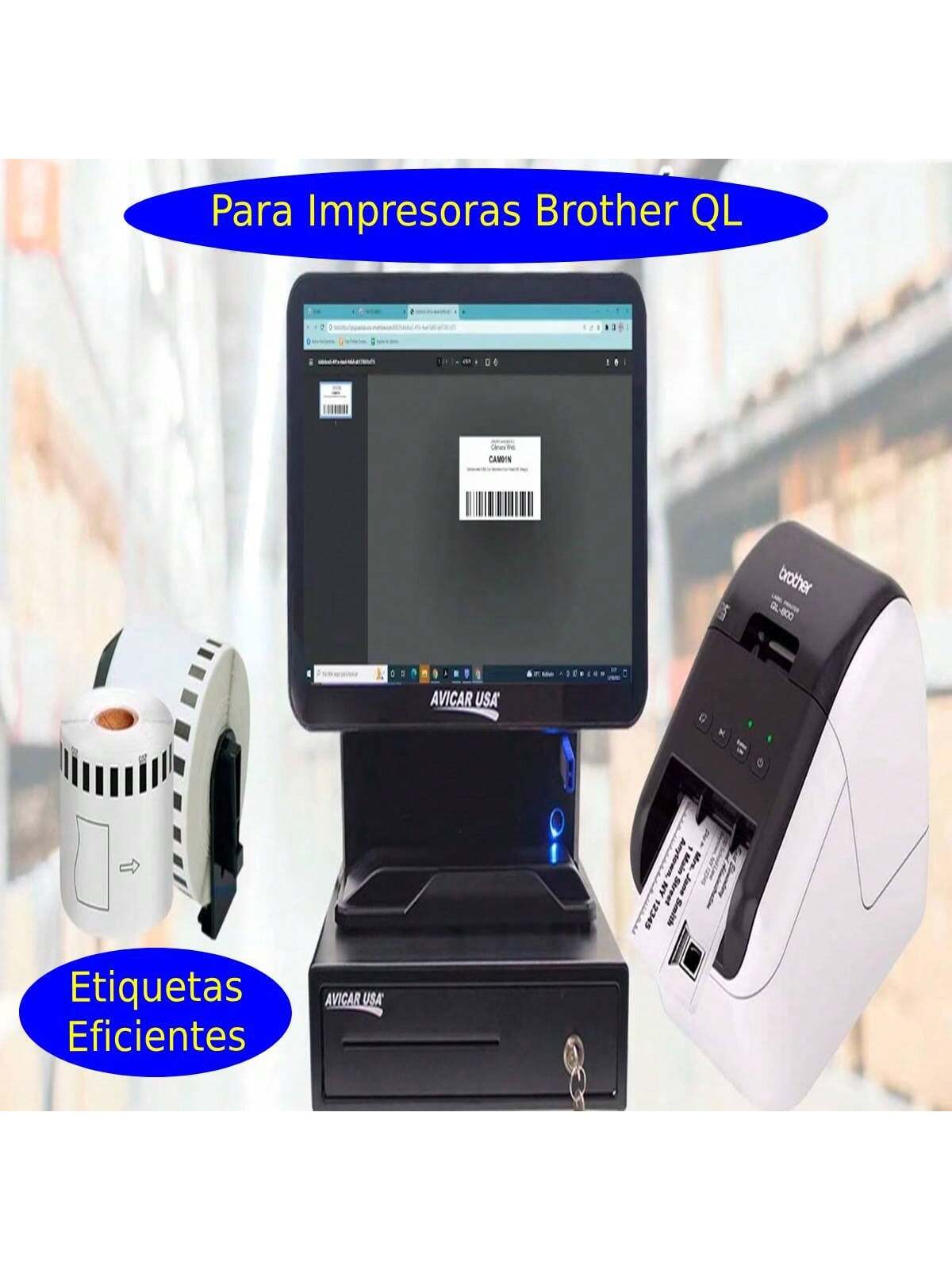 Rollo Etiqueta Blanca Continua Dk2205 Brother 62mmX30.48m