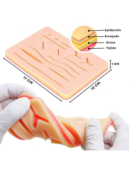 Kit De Práctica De Sutura 3 Pads De Silicona (45 Incisiones) – Ideal Para Estudiantes | Piel Falsa 3pzs