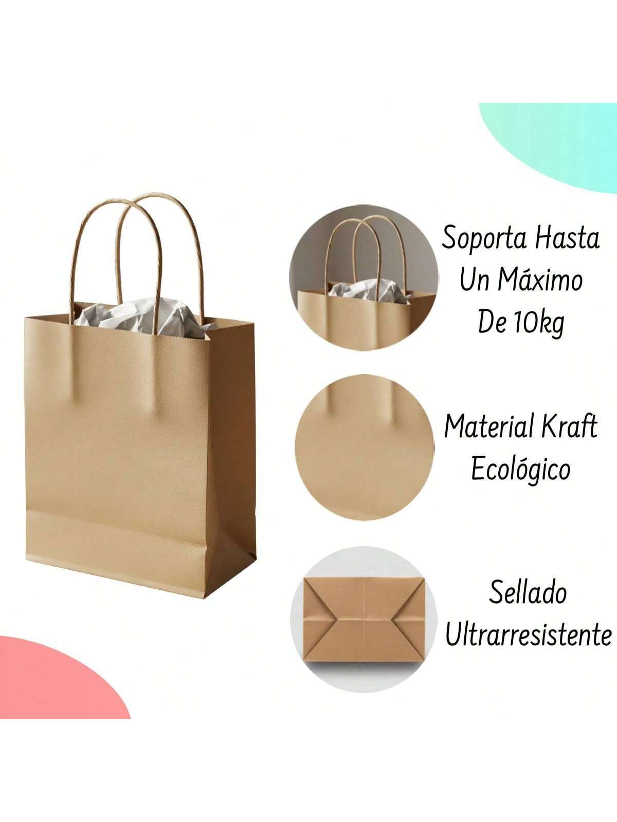 Bolsa Kraft con Agarradera 27x21x11cm | 50pzs