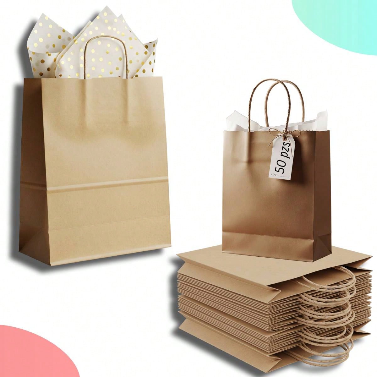Bolsa Kraft con Agarradera 27x21x11cm | 50pzs