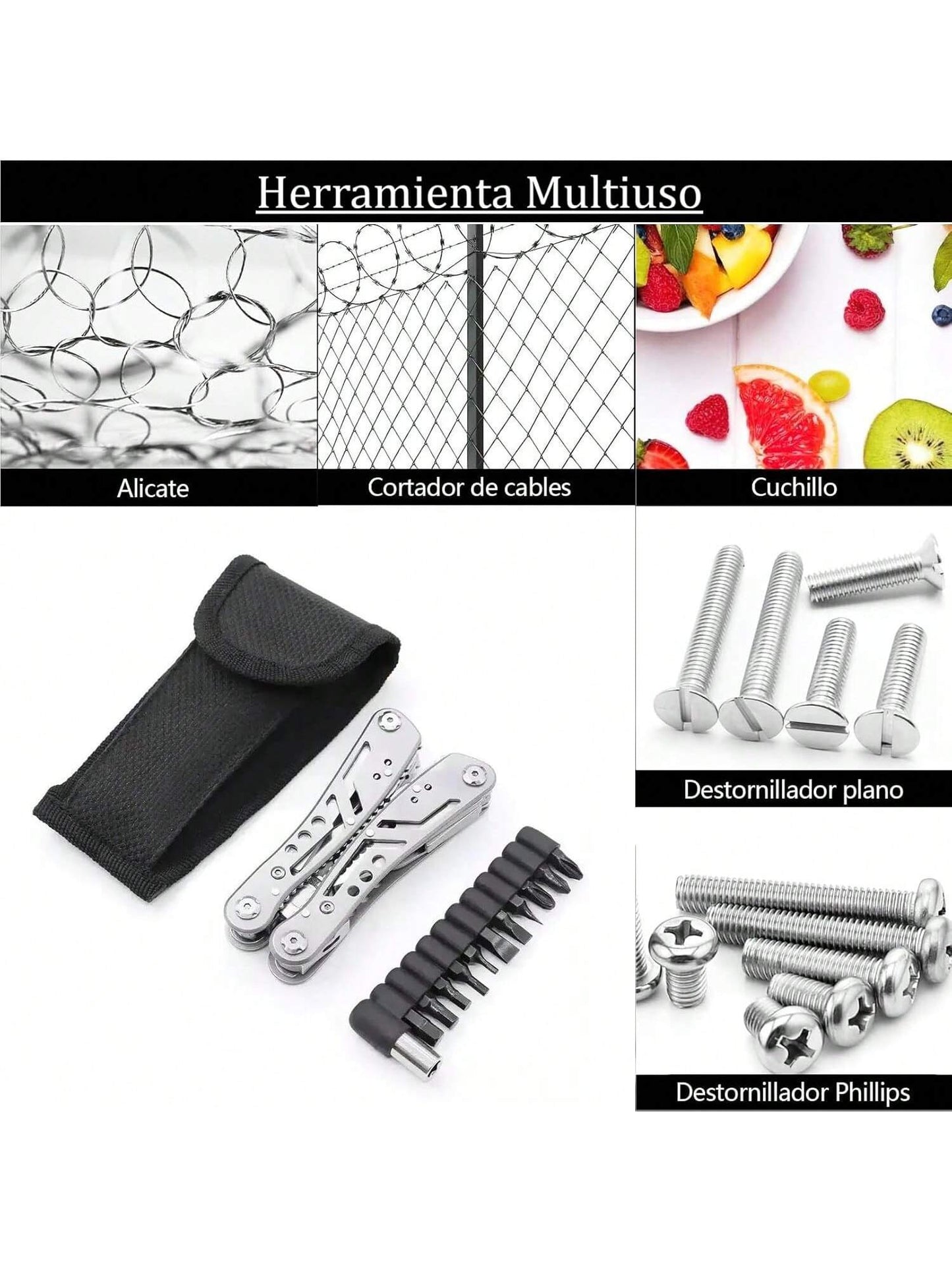Multiherramienta 24 en 1 | Pinza Alicate Navaja Acero Inoxidable Portatil