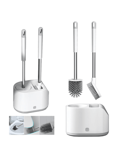 Cepillo Escobilla Inodoro 2 en 1 con Base Antigoteo para Baño Moderno y Compacto
