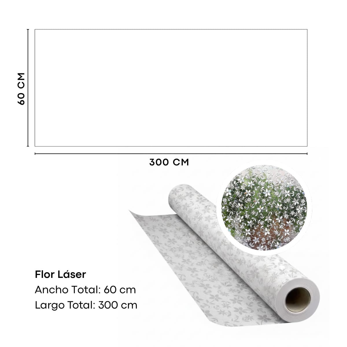 Film Privacidad Vidrio Vinilo Decorativo Flor Cocina 60cmx3m