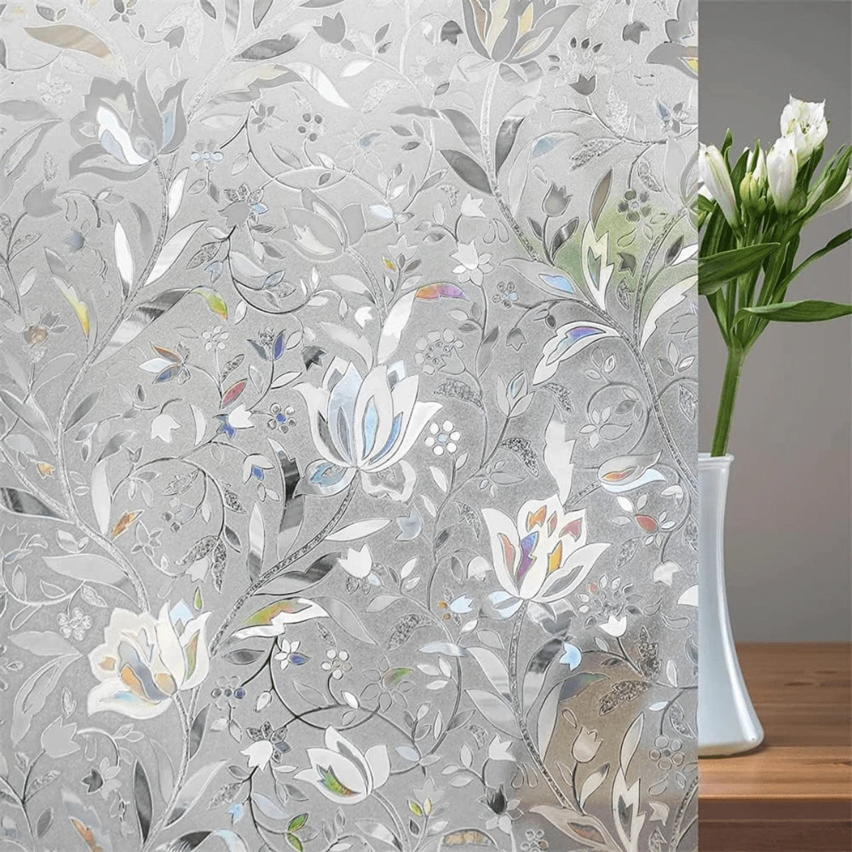 Film Privacidad Vidrio Vinilo Decorativo Flor Cocina 60cmx3m