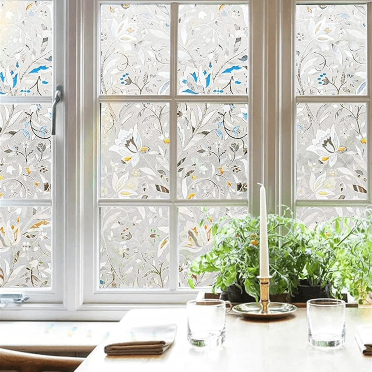 Film Privacidad Vidrio Vinilo Decorativo Flor Cocina 60cmx3m