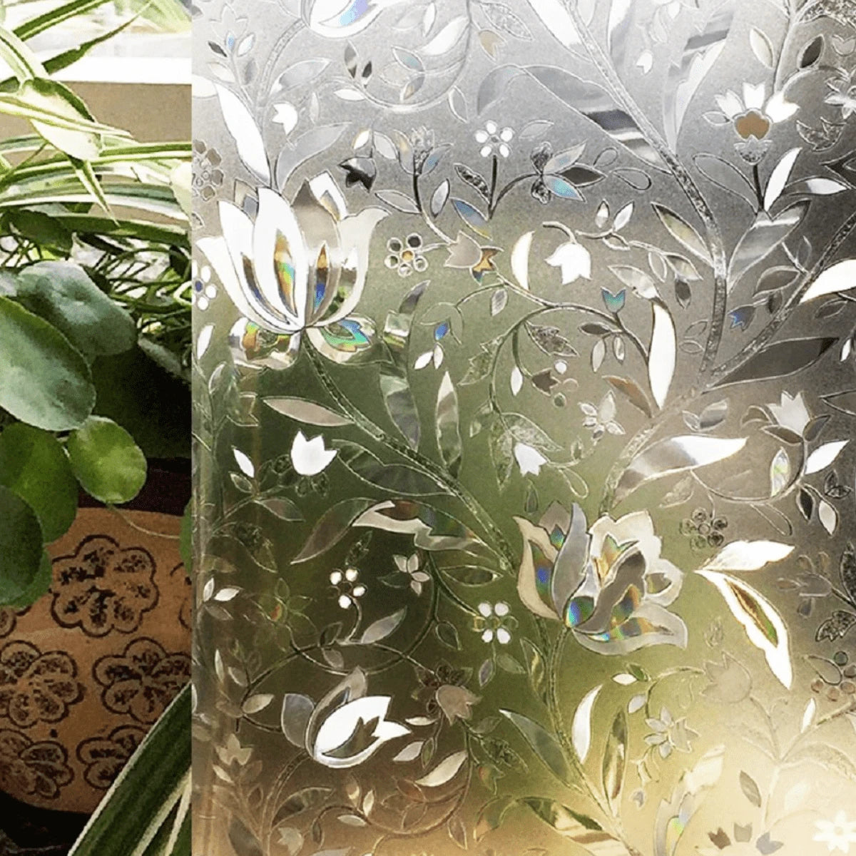Film Privacidad Vidrio Vinilo Decorativo Flor Cocina 60cmx3m