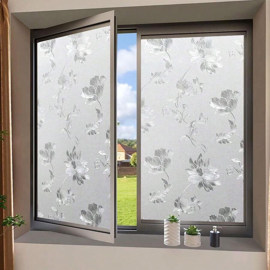 Film Privacidad Vidrio Vinilo Decorativo Flor Cocina 60cmx3m
