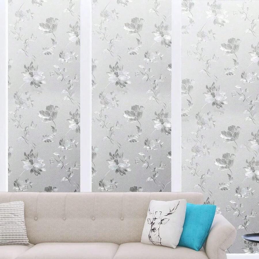 Film Privacidad Vidrio Vinilo Decorativo Flor Cocina 60cmx3m
