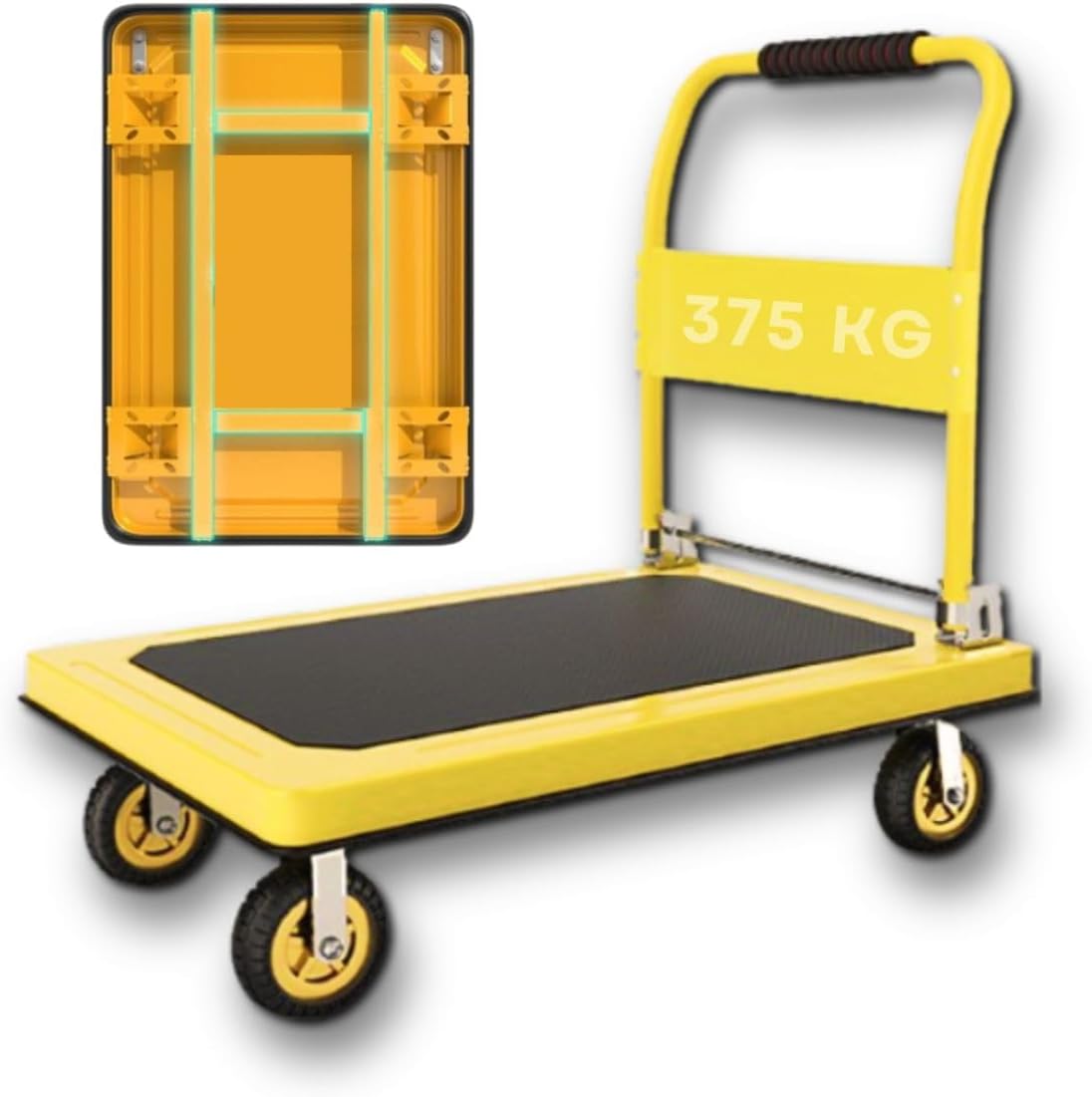 Carrito Plataforma De Carga Plegable Manual de Empuje 90x60cm Mulituso | Capacidad 375kg