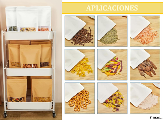 Bolsa Stand Up Pouch Kraft con Ventana Termosellable | 50pzs