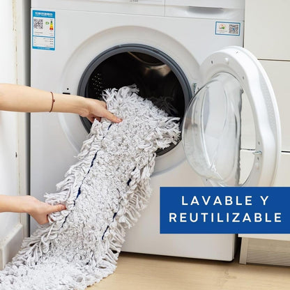 Trapeador Industrial Comercial Mop — 35 Pulgadas | Resistente Lavable Mopa Fregona Almohadilla Algodón | 90cm