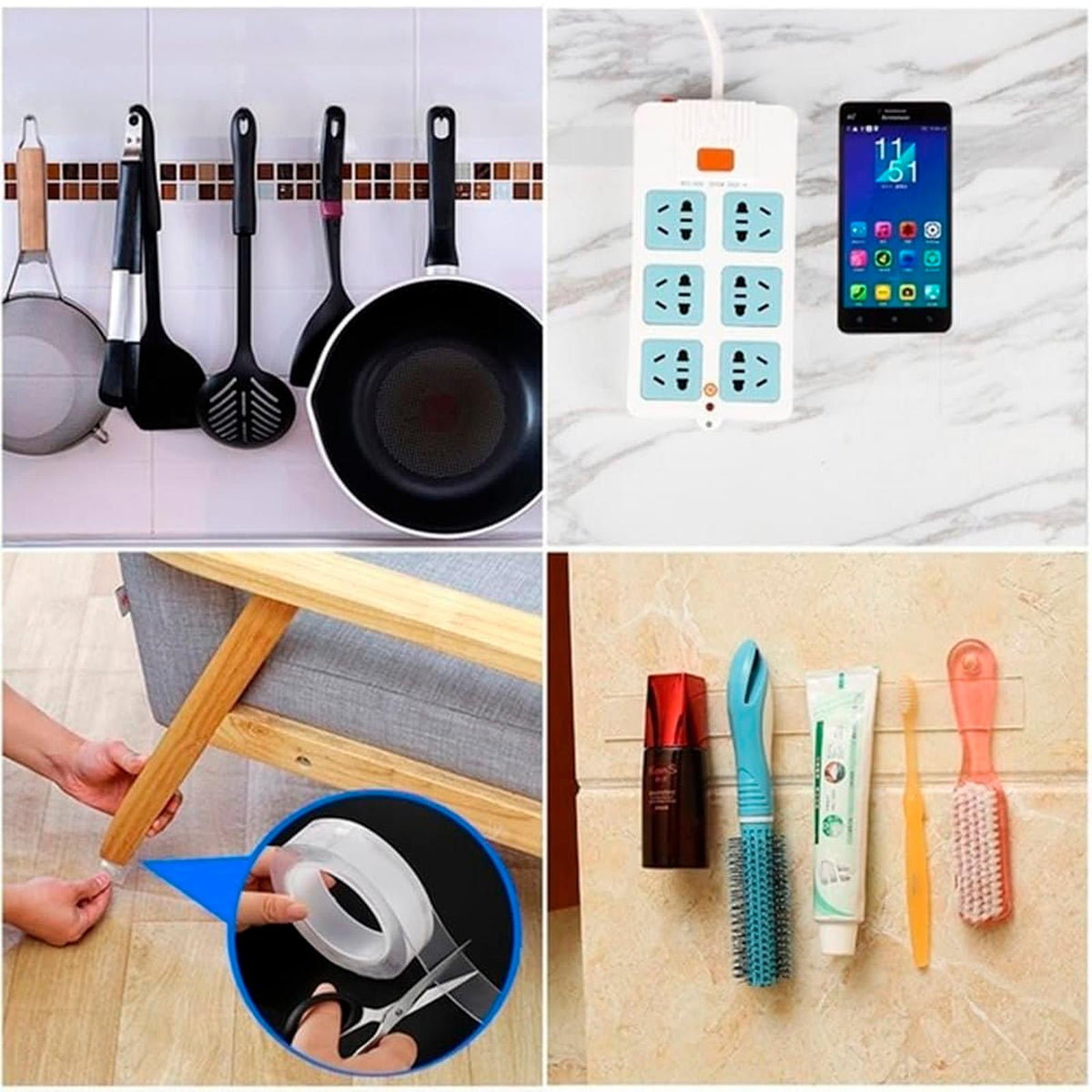 Cinta Doble Cara Nano Lavable Reutilizable Tape Transparente Liso Reusable Adherente Resistente