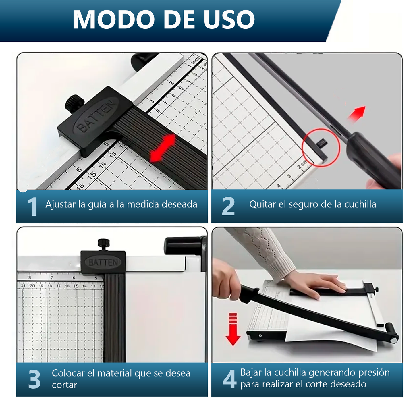 Guillotina A4 Diferentes Tamaño de Hoja Cortador Afilado Papel Foto Tarjeta Cizalla para Hogar Oficina Casa Trabajo