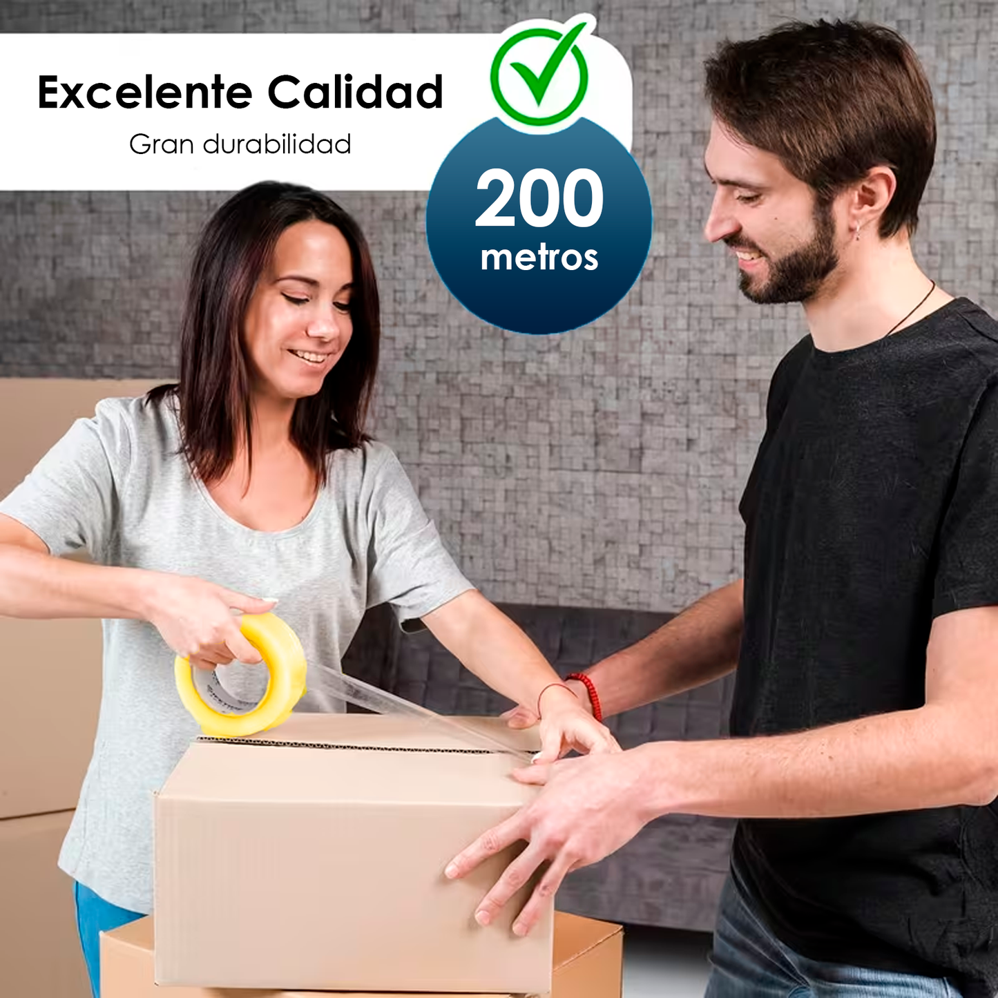 Cinta Adhesiva Transparente Uso Rudo Embalaje Empaque 200m | 6pzs