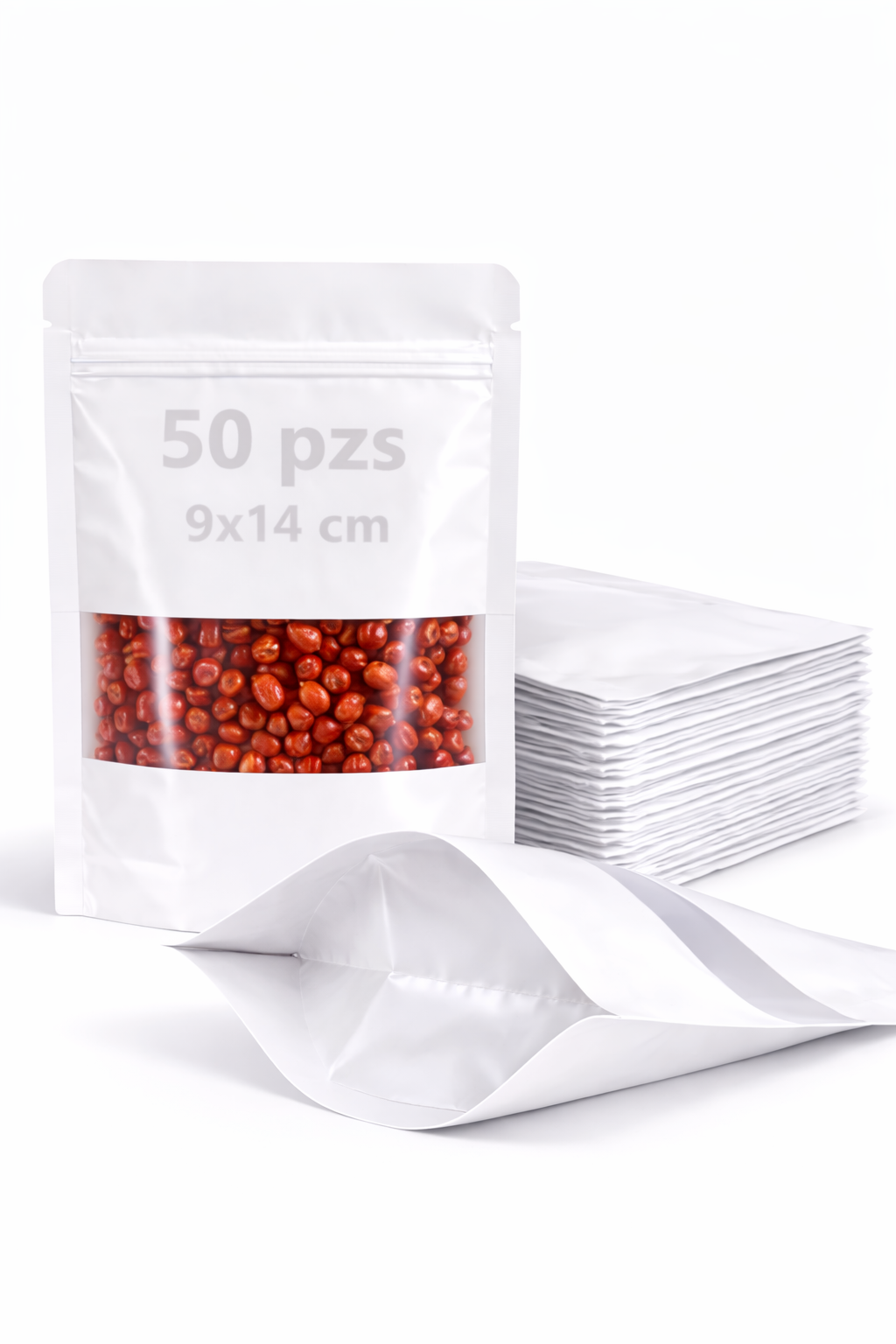Bolsa Stand Up Pouch Kraft Plastificada con Ventana Termosellable | 50pzs