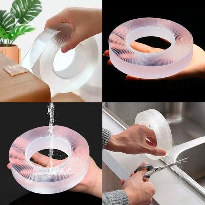 Cinta Doble Cara Nano Lavable Reutilizable Tape Transparente Liso Reusable Adherente Resistente