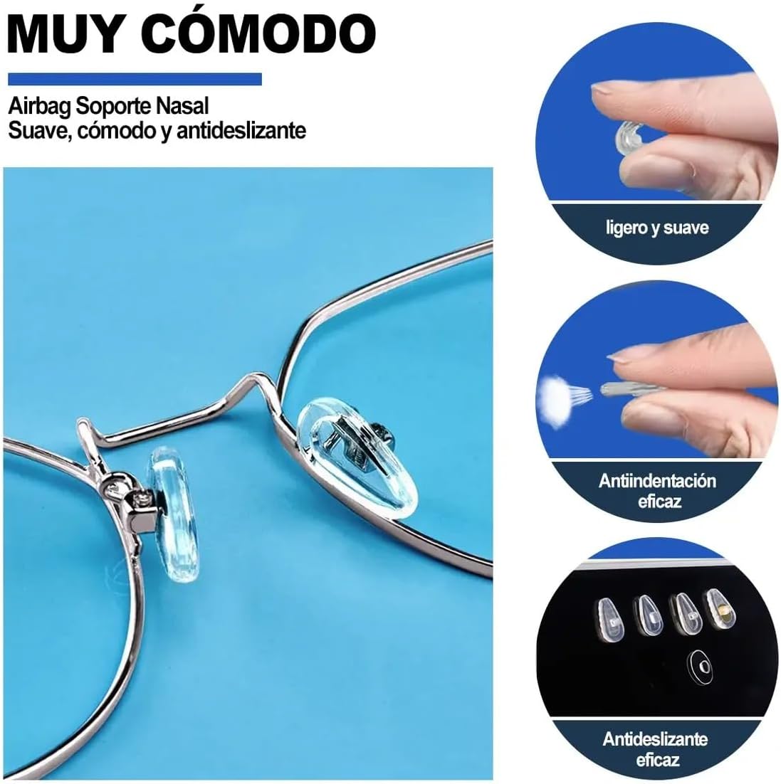 Kit de Reparación de Anteojos Con 500 Tornillos Y Herramientas para Arreglar Lentes Estuche Pórtàtil 30 Pares Almohadillas Nasales para Lentes para Orejas, Paño, Destornillador y Tornillo (30 pares soporte)
