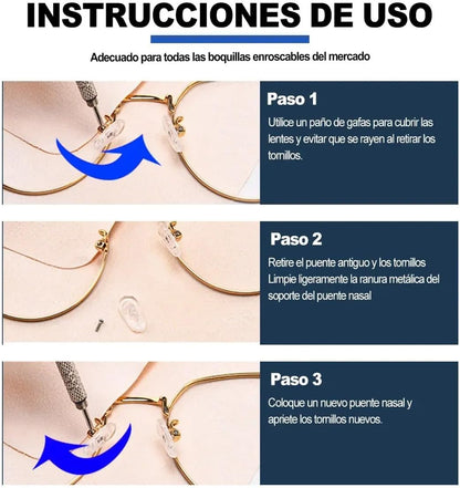 Kit de Reparación de Anteojos Con 500 Tornillos Y Herramientas para Arreglar Lentes Estuche Pórtàtil 30 Pares Almohadillas Nasales para Lentes para Orejas, Paño, Destornillador y Tornillo (30 pares soporte)