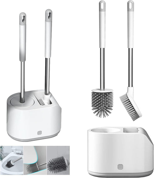Cepillo Escobilla Inodoro 2 en 1 con Base Antigoteo para Baño Moderno y Compacto