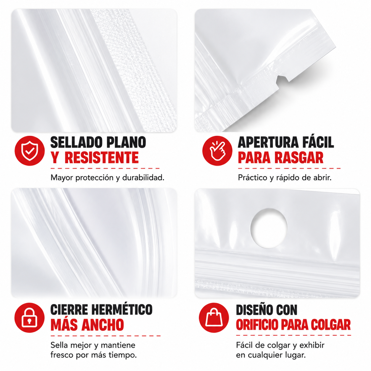 Bolsa Cierre Hermetica Bicolor Transparente Boutique 100pzs | 24x16cm