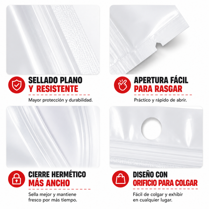 Bolsa Cierre Hermetica Bicolor Transparente Boutique 100pzs | 24x16cm