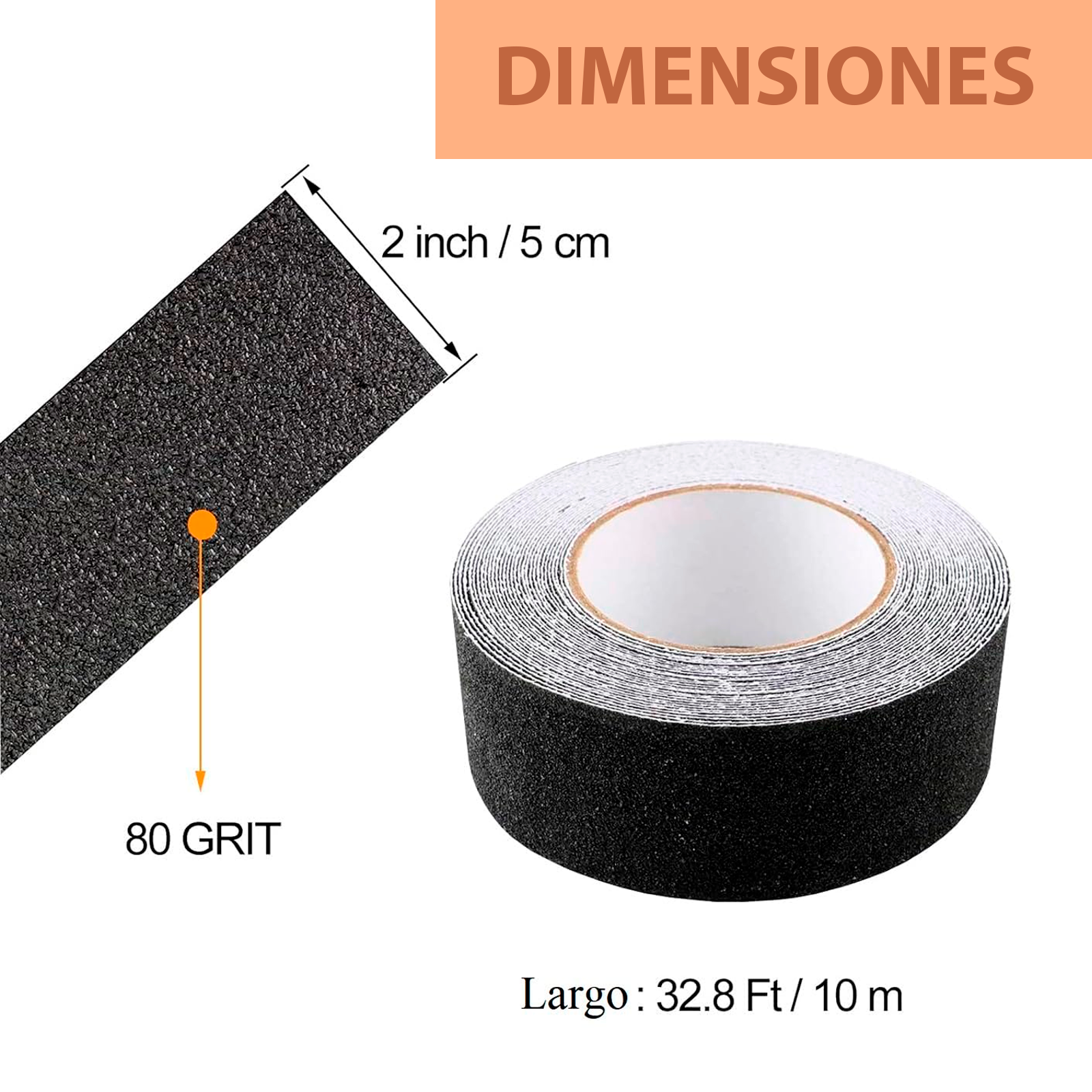 Cinta Antiderrapante Adhesiva Abrasivo Piso Seguridad 10m