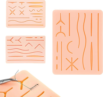 Kit De Práctica De Sutura 3 Pads De Silicona (45 Incisiones) – Ideal Para Estudiantes | Piel Falsa 3pzs