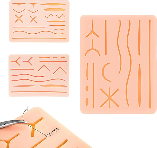 Kit De Práctica De Sutura 3 Pads De Silicona (45 Incisiones) – Ideal Para Estudiantes | Piel Falsa 3pzs