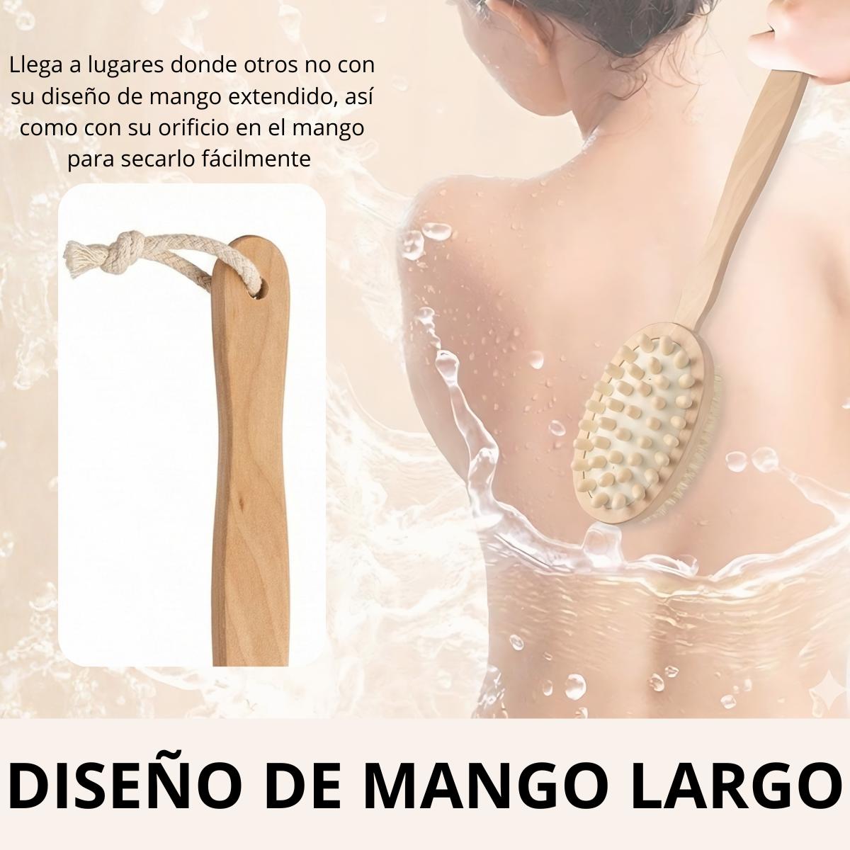 Set de 2 Cepillos Corporal Doble Cabeza Exfoliante Baño Ducha Masaje Cuerpo Piel Circulacion Kit Madera Cerdas Naturales