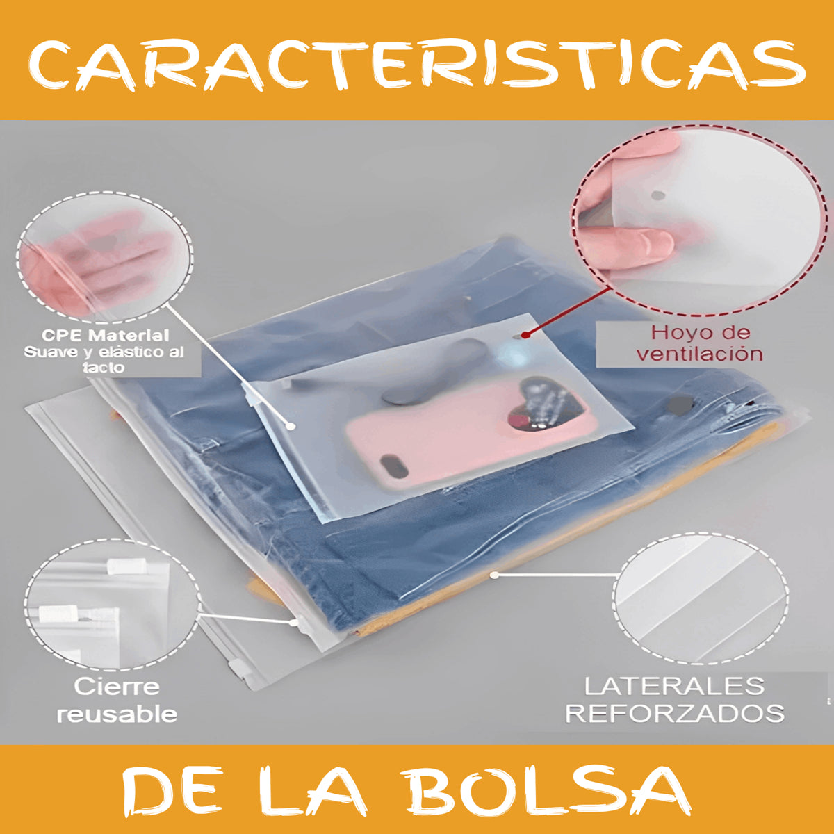 Bolsa Esmerilada Boutique Ropa Cremallera Zipper 35x45cm