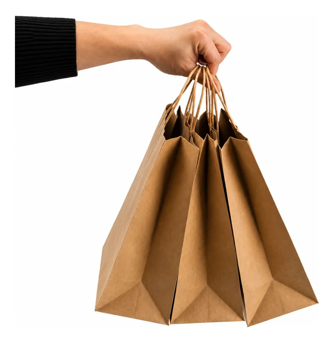 Bolsas Papel Kraft Ecológicas Asa Boutique Empaque 50 Pzas Marrón Claro Kraft 27x21