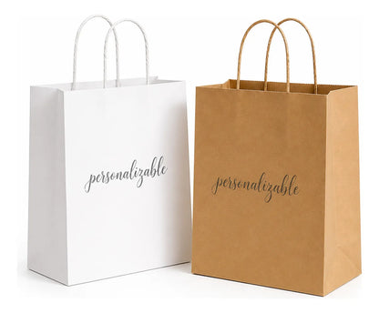 Bolsas Papel Kraft Ecológicas Asa Boutique Empaque 50 Pzas Marrón Claro Kraft 27x21