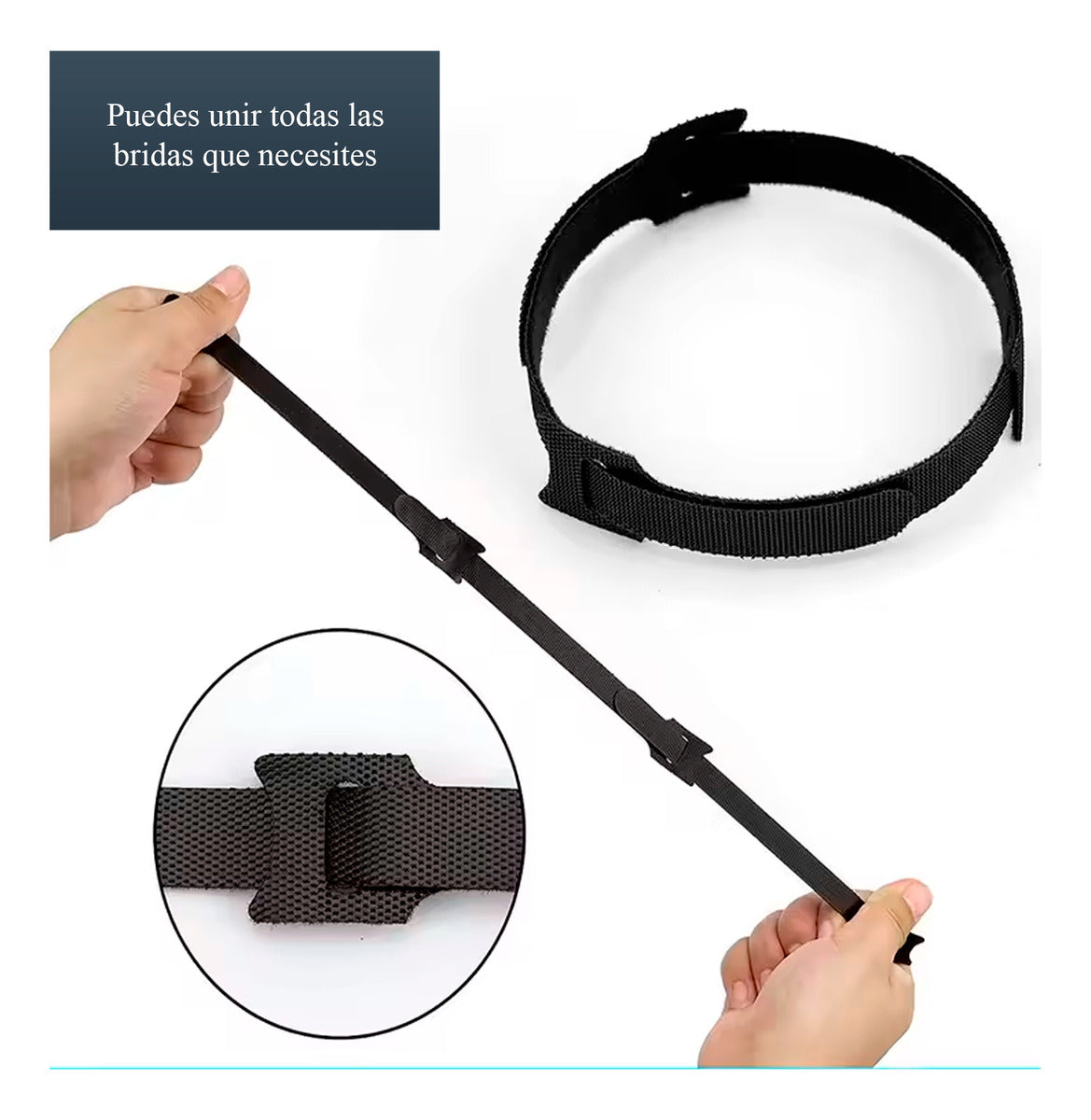 Cincho Brida Sujeta Cables Organizador Reutilizable 100pzs Color Negro