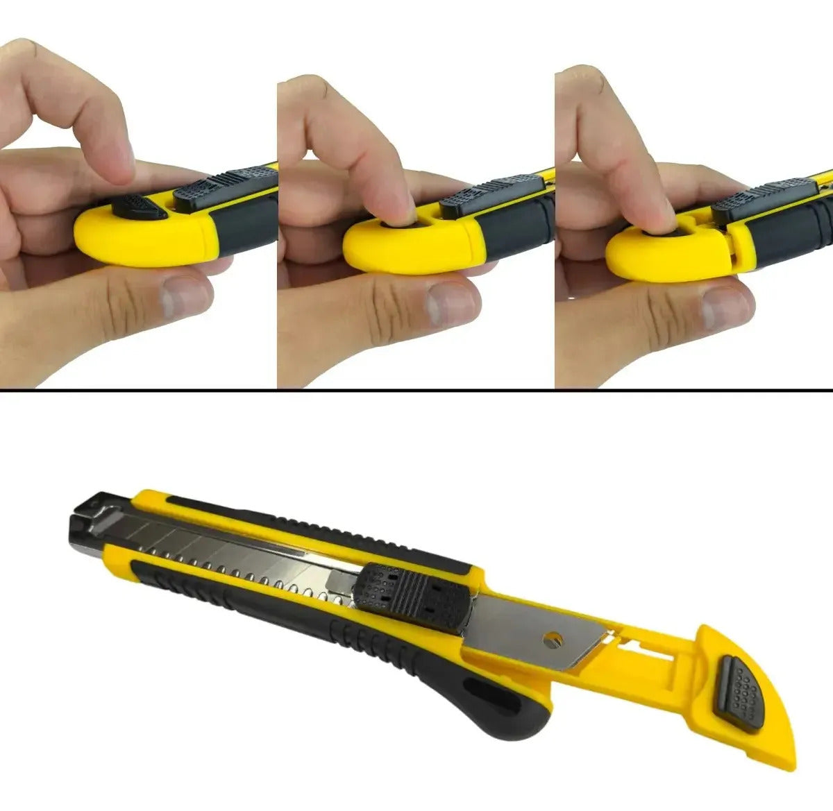 Cutter 6 Pulgadas Grip Acero Sk5 Ergonomico 3 Repuesto Navaja Mango Goma Uso Rudo Profesional Metalico Resistente Manualidades Carton Multiusos Corte Precision Seguridad