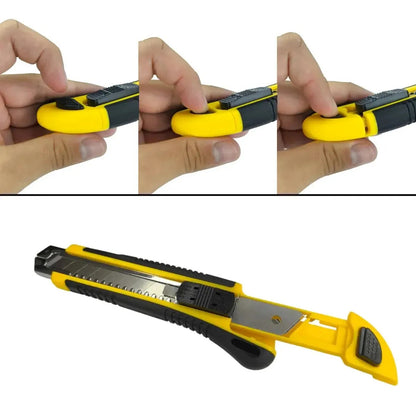 Cutter 6 Pulgadas Grip Acero Sk5 Ergonomico 3 Repuesto Navaja Mango Goma Uso Rudo Profesional Metalico Resistente Manualidades Carton Multiusos Corte Precision Seguridad
