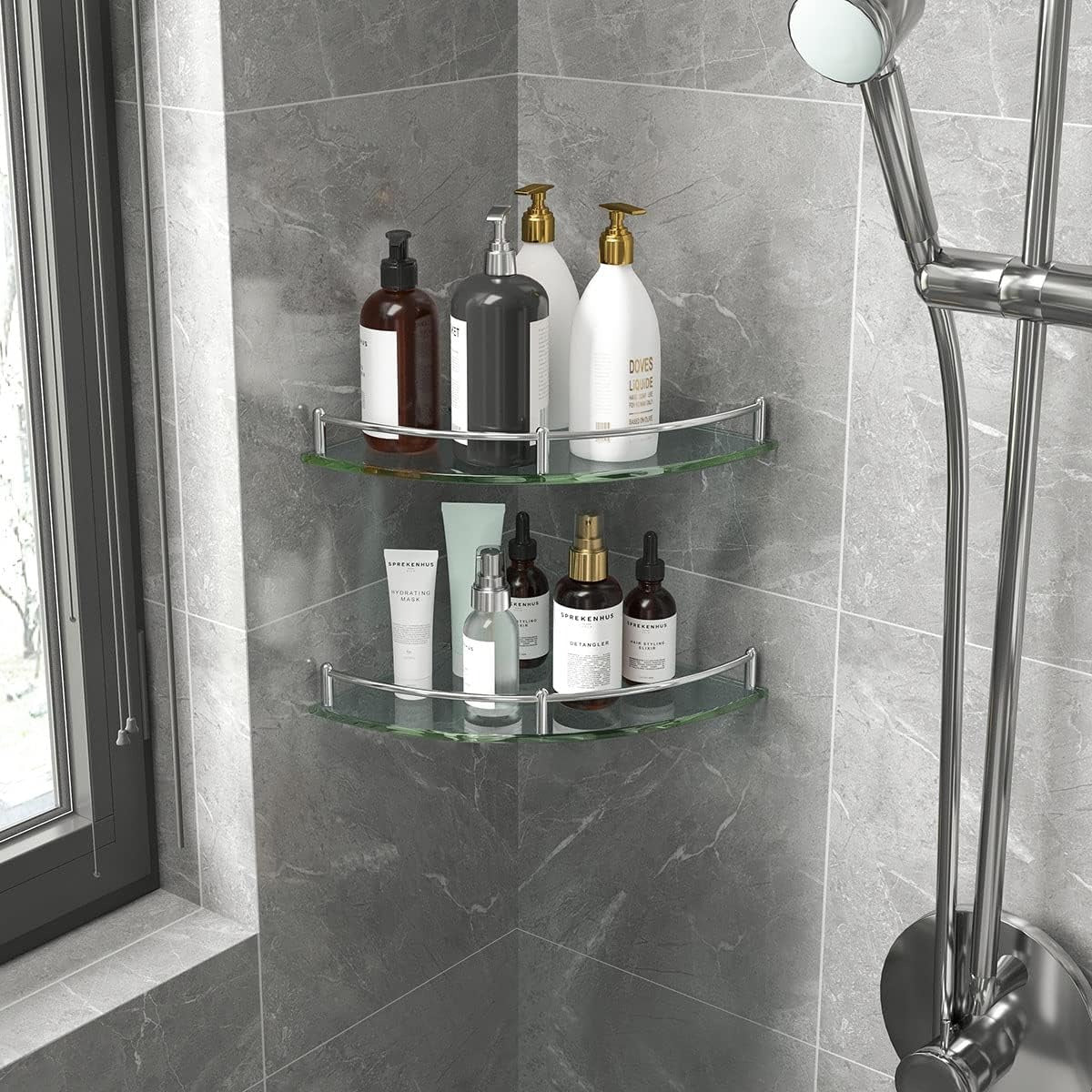 Repisa Esquinero Baño Organizador Vidrio Estante Pared 4pz