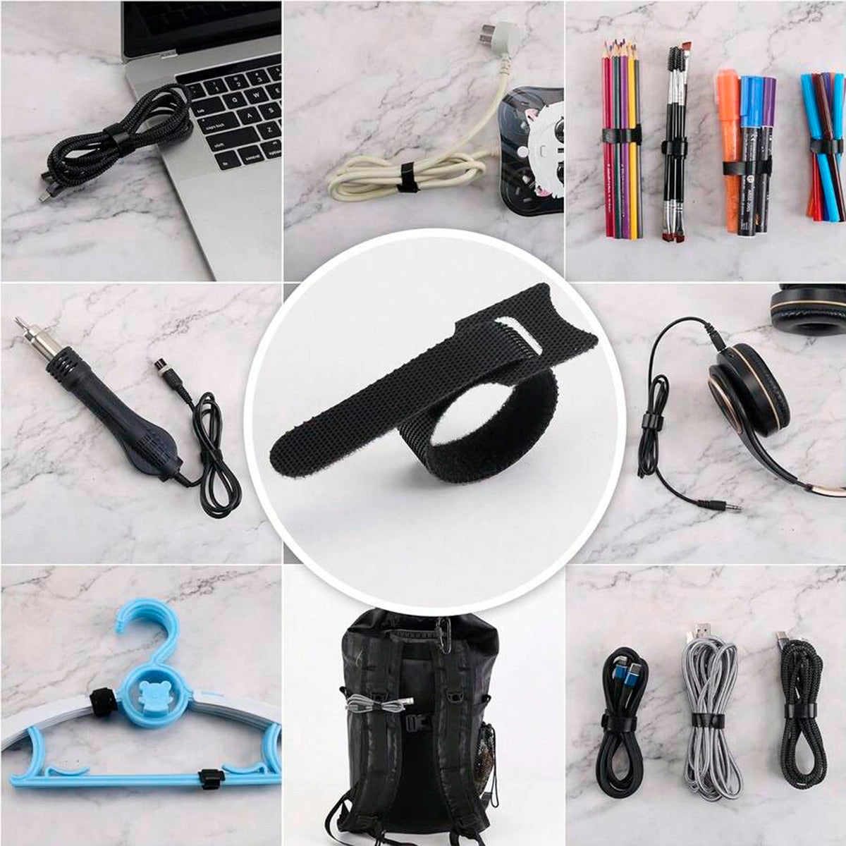 Cincho Brida Sujeta Cables Organizador Reutilizable 100pzs Color Negro