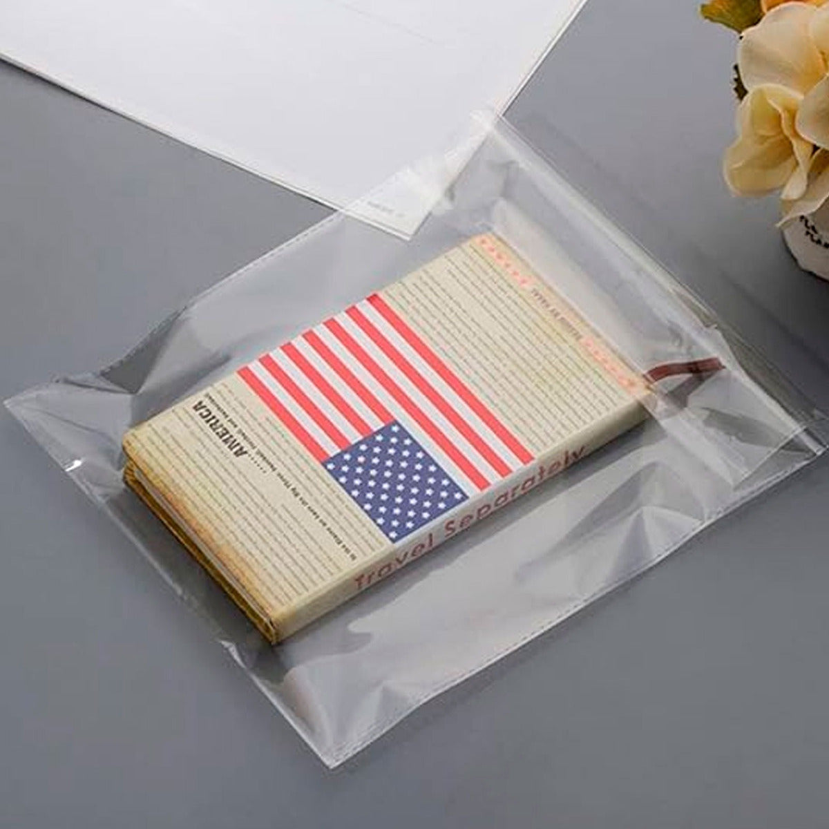 100 Bolsa Celofan Regalo Adhesivo Postal Empaque Plana 25x25cm