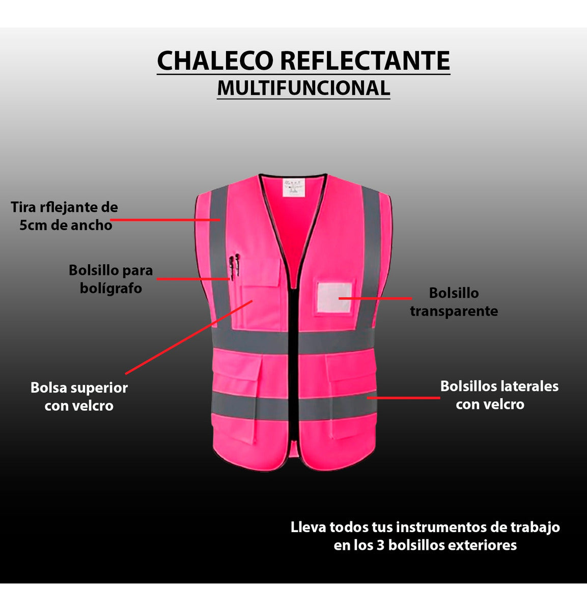 Chaleco Seguridad Trabajo Industrial Brigadista Reflectante