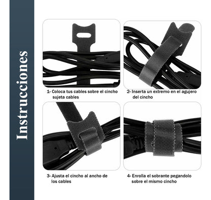 Cincho Brida Sujeta Cables Organizador Reutilizable 100pzs Color Negro