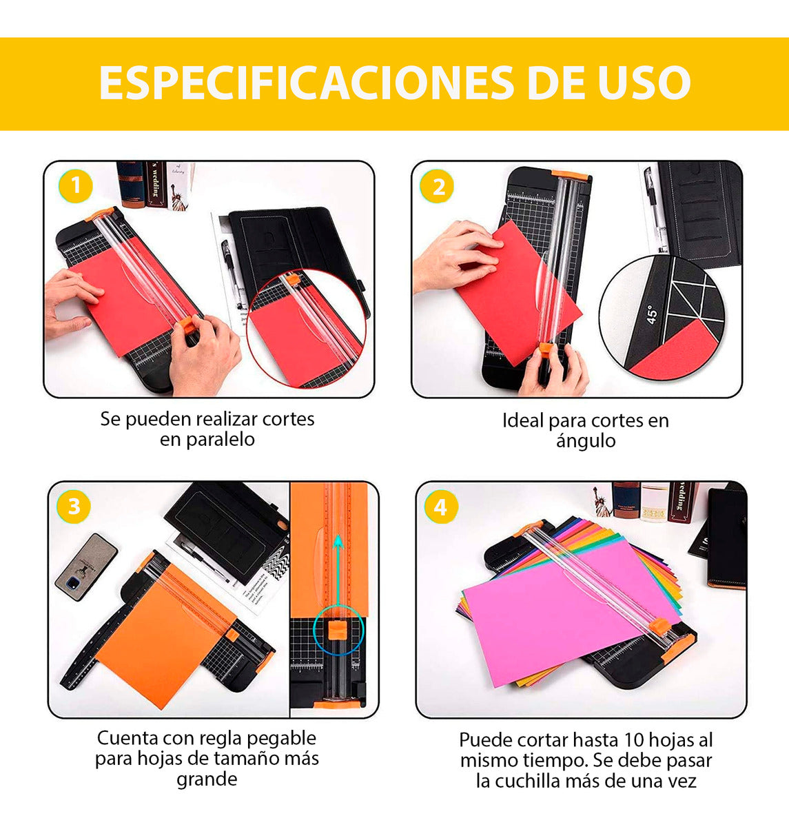 Guillotina Plastico Regla Carta Cortador Papel Foto Tarjeta