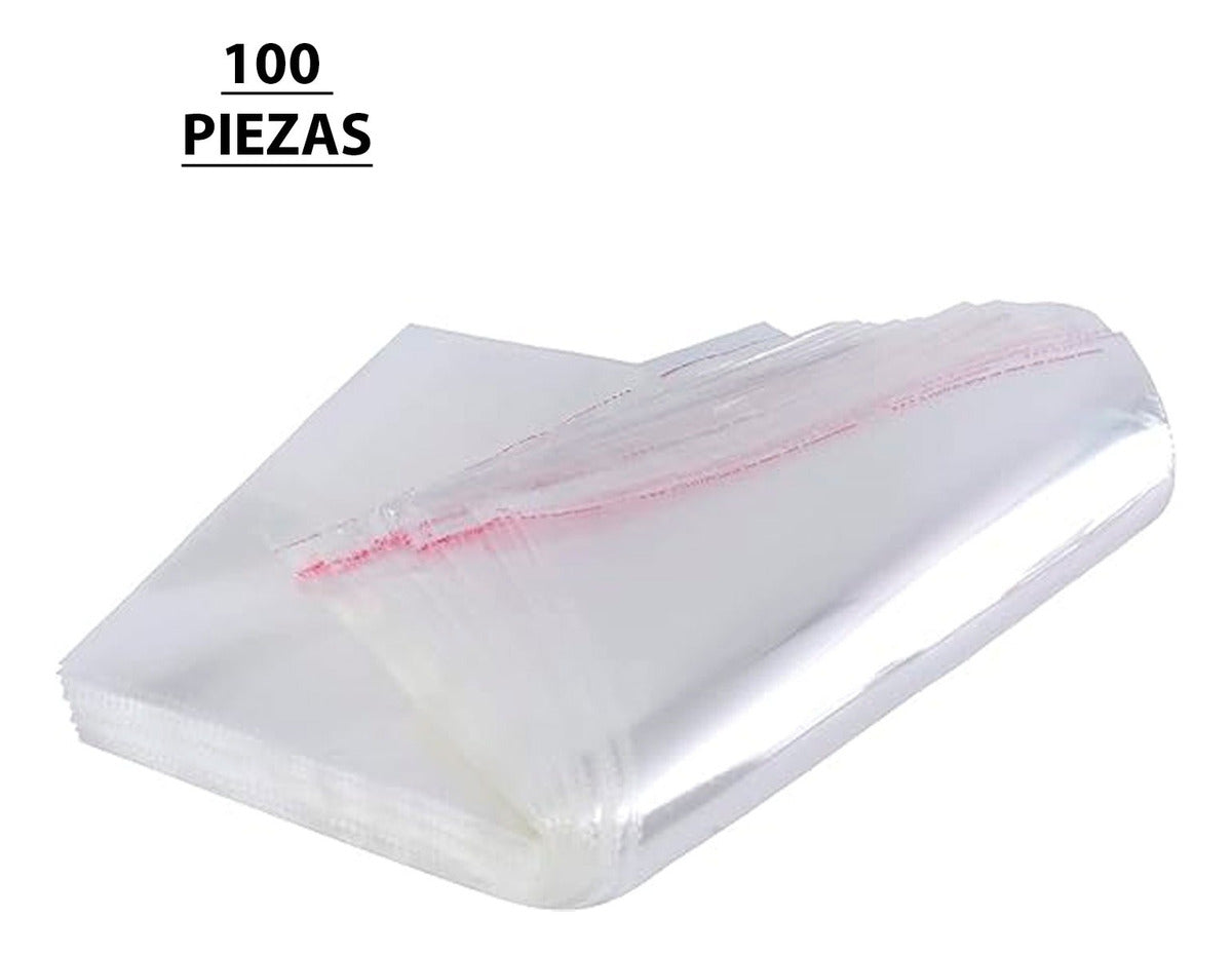 100 Bolsa Celofan Regalo Adhesivo Postal Empaque Plana 12cm x 20cm
