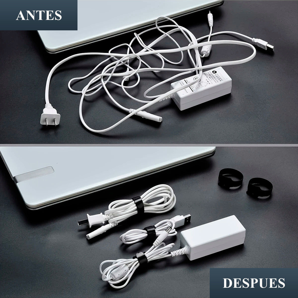 Cincho Brida Sujeta Cables Organizador Reutilizable 100pzs Color Negro