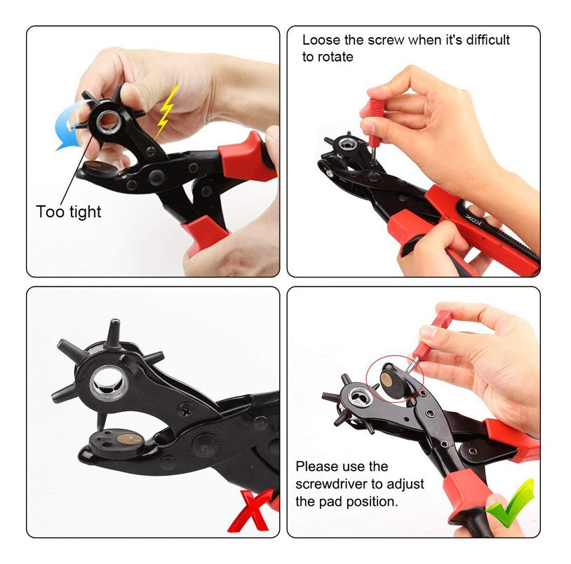 Sacabocado Ojilladora Cinturon Perforador Pinza Alicate Kit