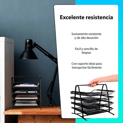 Organizador Escritorio Documentos Malla Metálica 4 Niveles