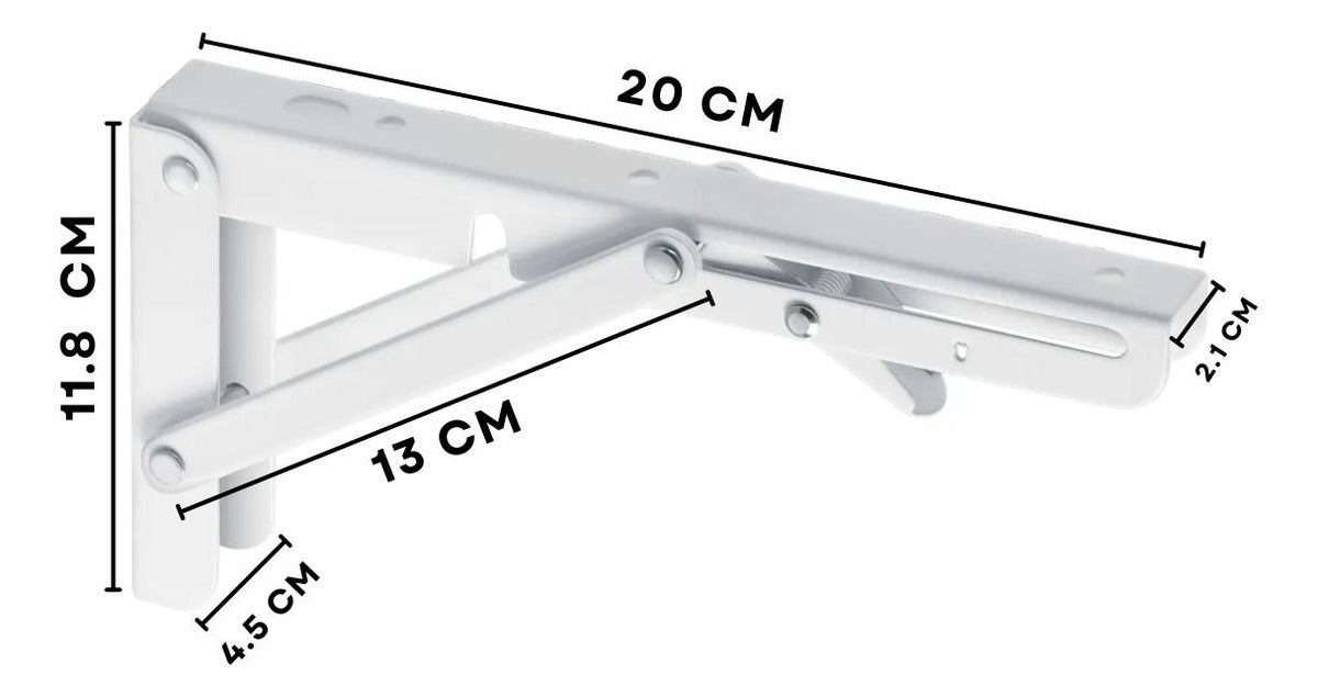 Mensula Soporte Repisa Acero Brazo Abatible Par 20cm