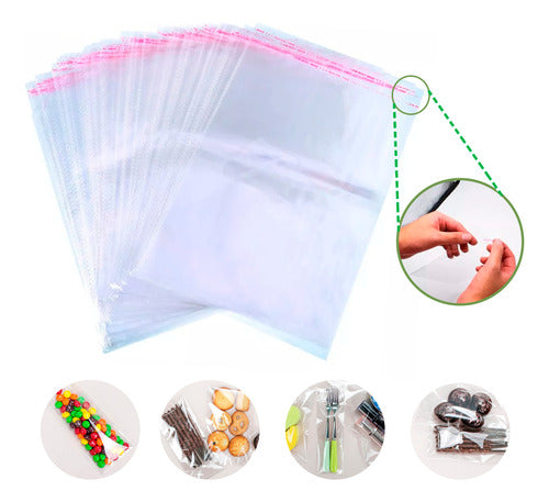 100 Bolsa Celofan Sobre Sello Adhesivo Empaque 13cm x12cm