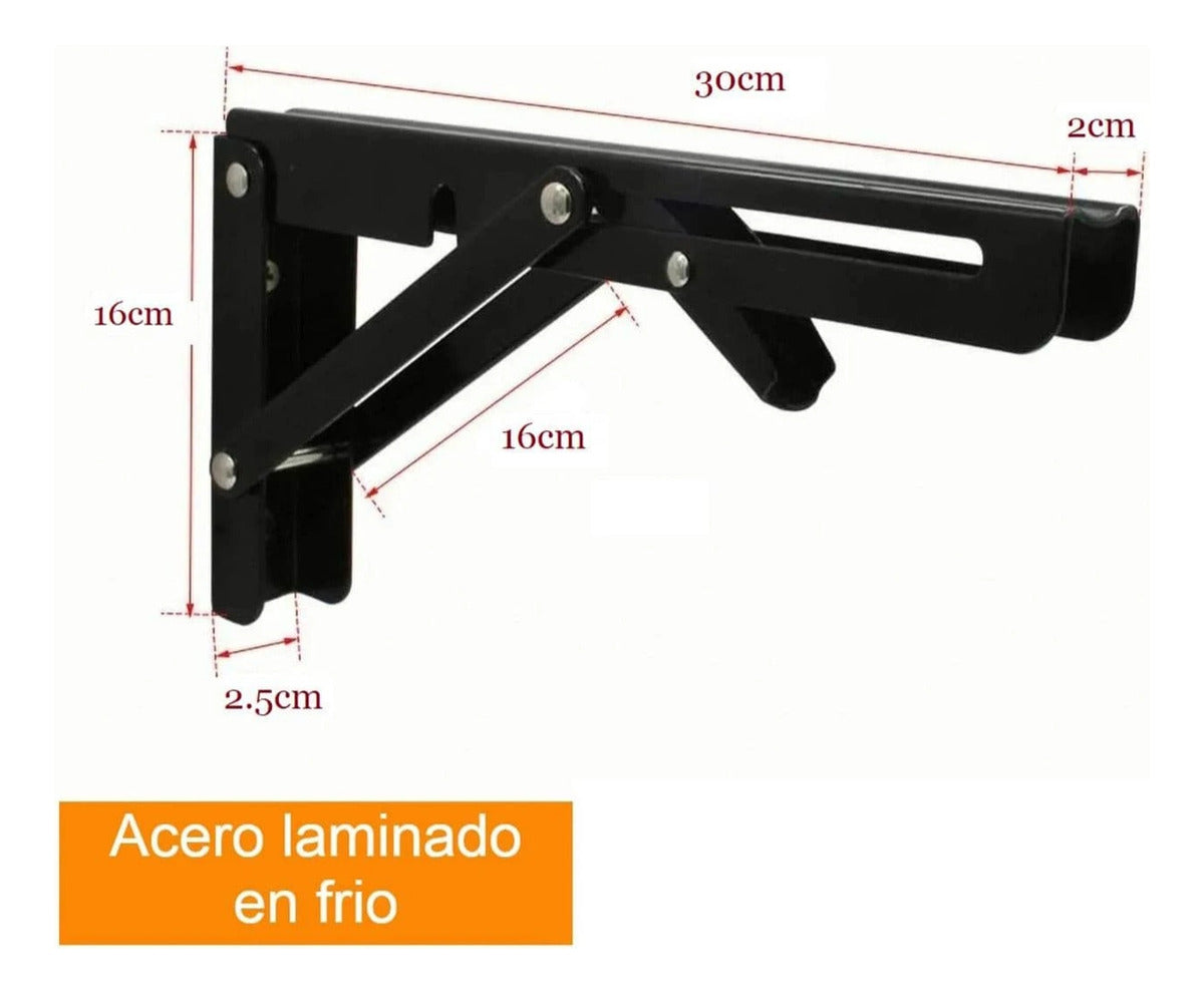 Mensula Soporte Repisa Acero Brazo Abatible Par 30cm