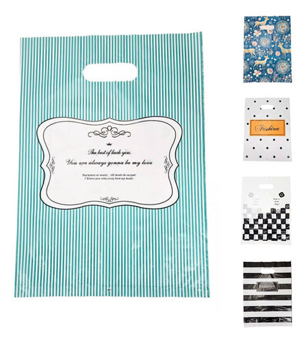 100 Bolsa Boutique Polipapel Regalo Decorada Diseño 30x40cm